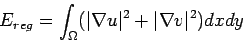 \begin{displaymath}
E_{reg} = \int_\Omega (\vert\nabla u\vert^2 + \vert\nabla v\vert^2) dxdy
\end{displaymath}